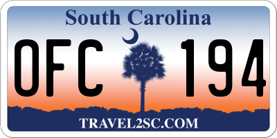 SC license plate OFC194