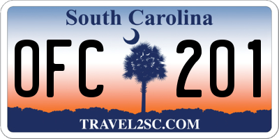 SC license plate OFC201