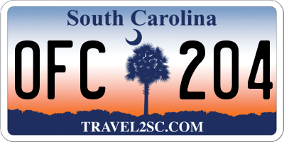 SC license plate OFC204