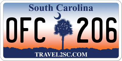 SC license plate OFC206
