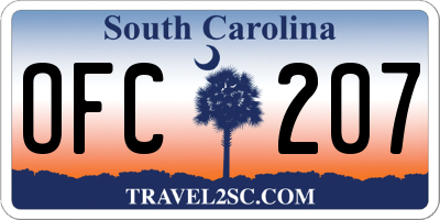 SC license plate OFC207