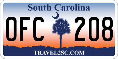 SC license plate OFC208