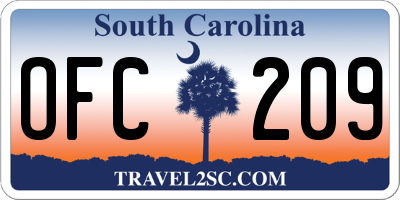 SC license plate OFC209
