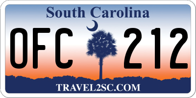 SC license plate OFC212