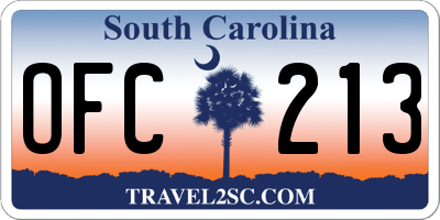 SC license plate OFC213