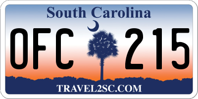 SC license plate OFC215