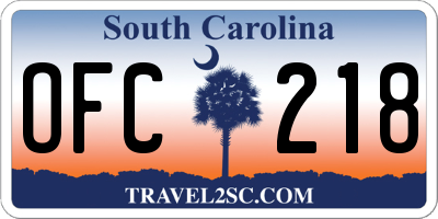 SC license plate OFC218
