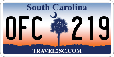 SC license plate OFC219