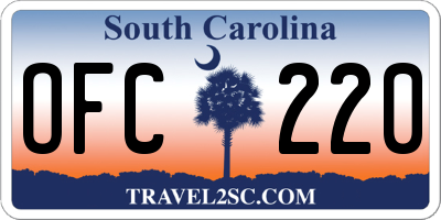 SC license plate OFC220
