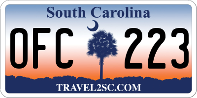 SC license plate OFC223