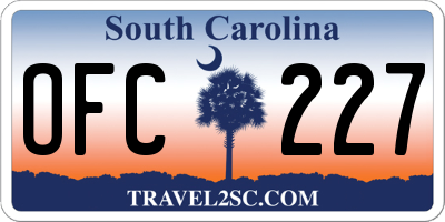 SC license plate OFC227