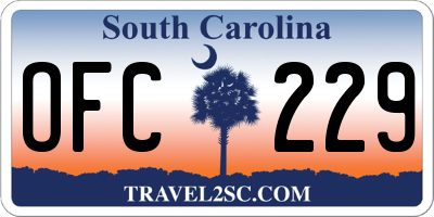 SC license plate OFC229