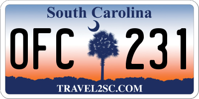 SC license plate OFC231