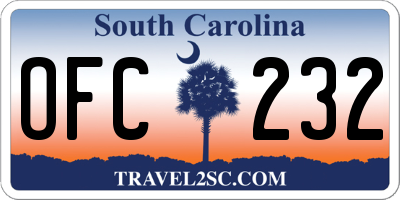 SC license plate OFC232