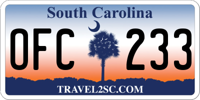 SC license plate OFC233