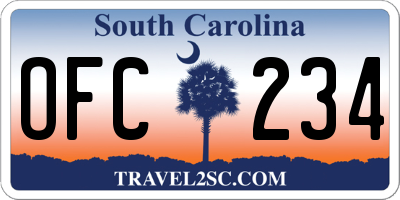SC license plate OFC234