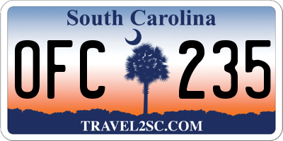 SC license plate OFC235