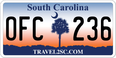 SC license plate OFC236