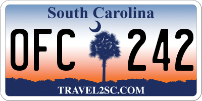 SC license plate OFC242