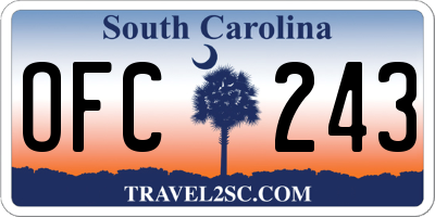 SC license plate OFC243