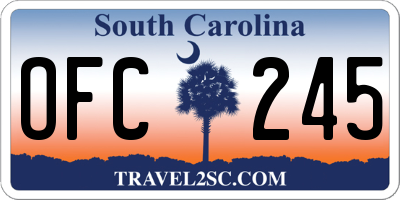 SC license plate OFC245