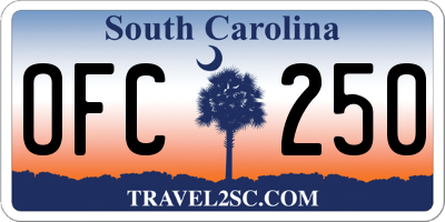 SC license plate OFC250