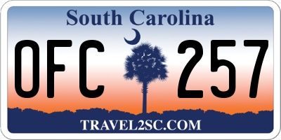 SC license plate OFC257