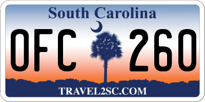 SC license plate OFC260