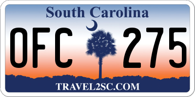 SC license plate OFC275