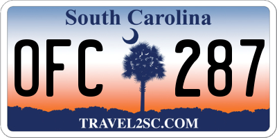 SC license plate OFC287