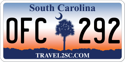 SC license plate OFC292