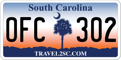 SC license plate OFC302