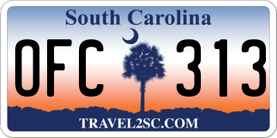 SC license plate OFC313