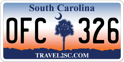 SC license plate OFC326