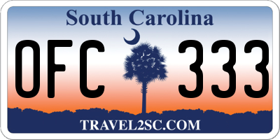 SC license plate OFC333