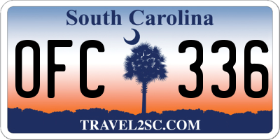SC license plate OFC336