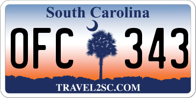 SC license plate OFC343