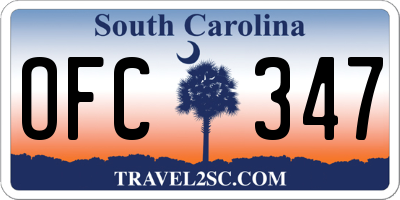 SC license plate OFC347