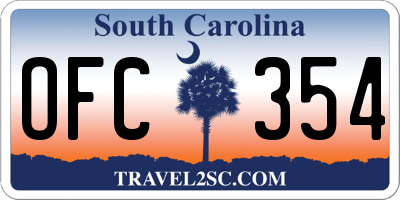 SC license plate OFC354