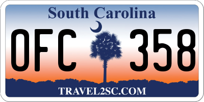 SC license plate OFC358