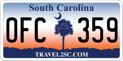 SC license plate OFC359