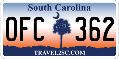 SC license plate OFC362