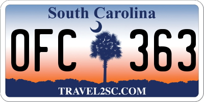 SC license plate OFC363