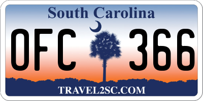 SC license plate OFC366