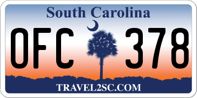 SC license plate OFC378
