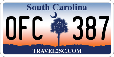 SC license plate OFC387