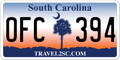 SC license plate OFC394
