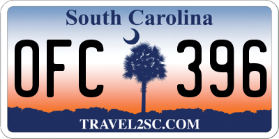 SC license plate OFC396