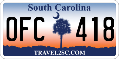 SC license plate OFC418