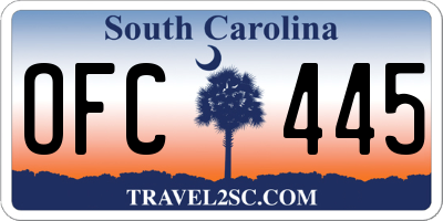 SC license plate OFC445